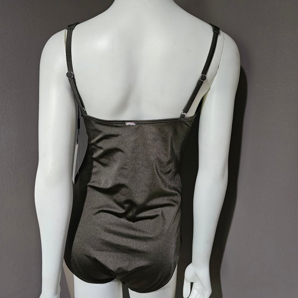 Calvin Klein Shimmer Pleated One Piece Swimsuit Bronze - Picture 4 of 12